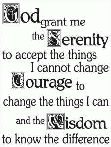 Serenity Prayer, courtesy of www.sobrietygroup.com