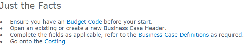 An Example of a Just the Facts summary of steps