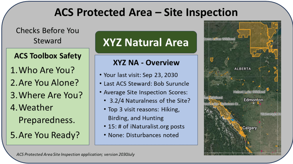 ACS Site Inspection Application: landing page.