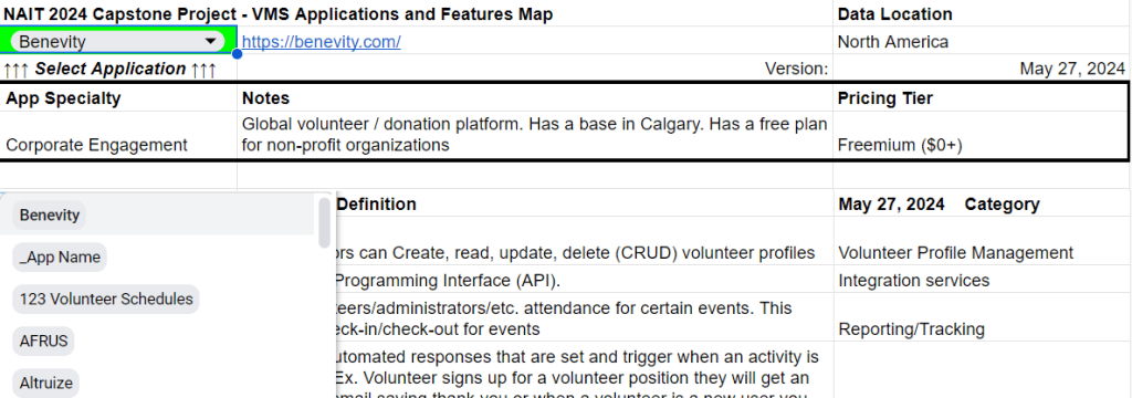 Screen shot of the NAIT VMS Reporting Tool.