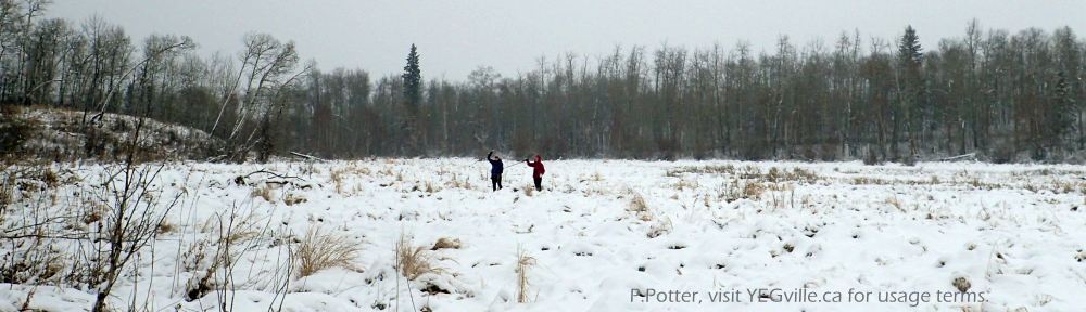 A large pot hole lake about the middle of Parkland NA, P. Potter, 2024-01-21.