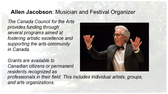 Overlay example explaining a comment a speaker made about receiving two Canada Council grants.