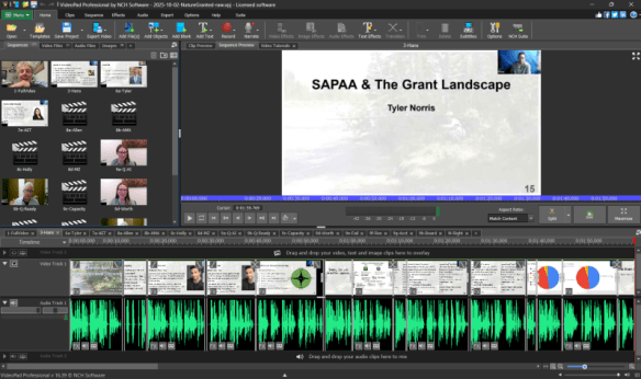 Example of breaking the full video (first sequence tab) into individual scenes or sequences.