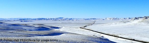 Looking west into the frozen Mongolian steppe, 2025-12-07, P. Potter.